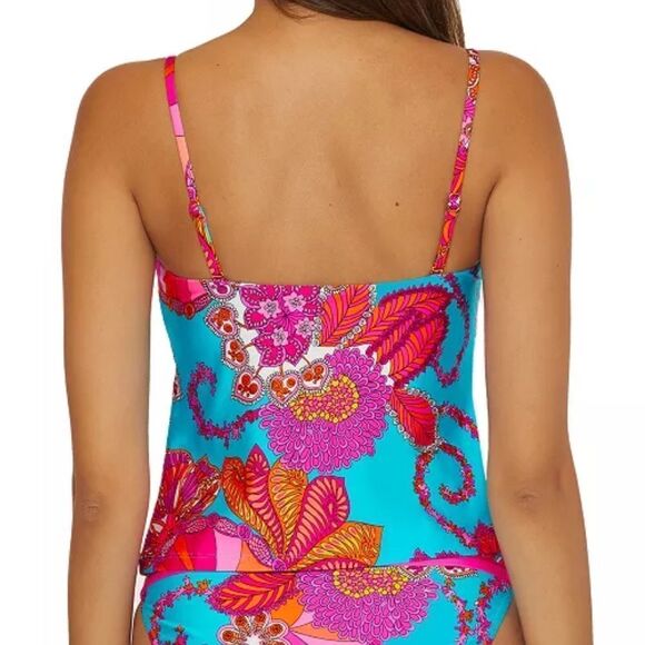 Trina Turk Swim Meilani Border-Print Tankini Top in Blue/Pink Multi. Sz 4. NWT! - Picture 2 of 13